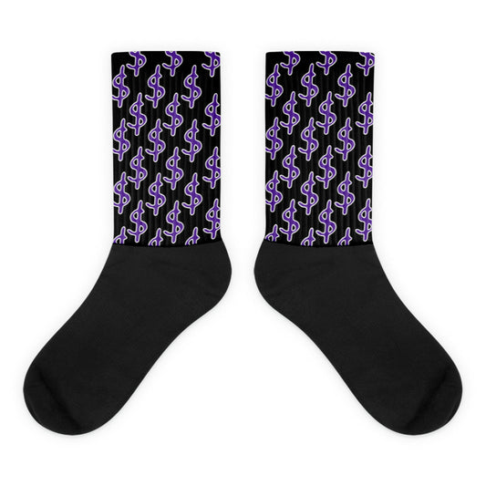 AJ 13 Court Purple Dopeskill Socks Money Graphic