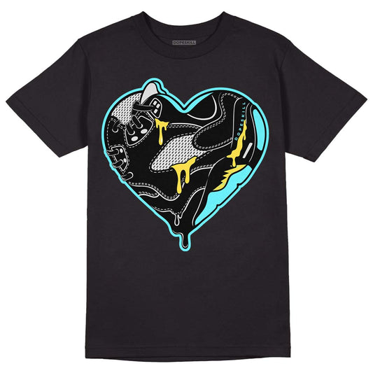 Aqua 5s DopeSkill T-Shirt Heart Jordan 5 Graphic - Black 