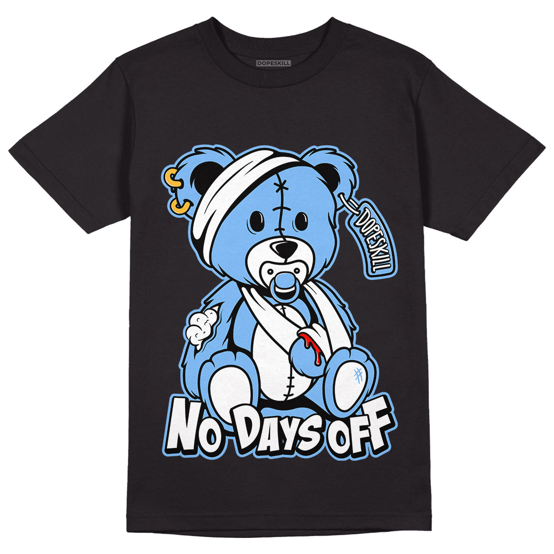 Jordan 6 UNC DopeSkill T-Shirt Hurt Bear Graphic - Black