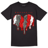Fire Red 3s DopeSkill T-Shirt Slime Drip Heart Graphic - Black