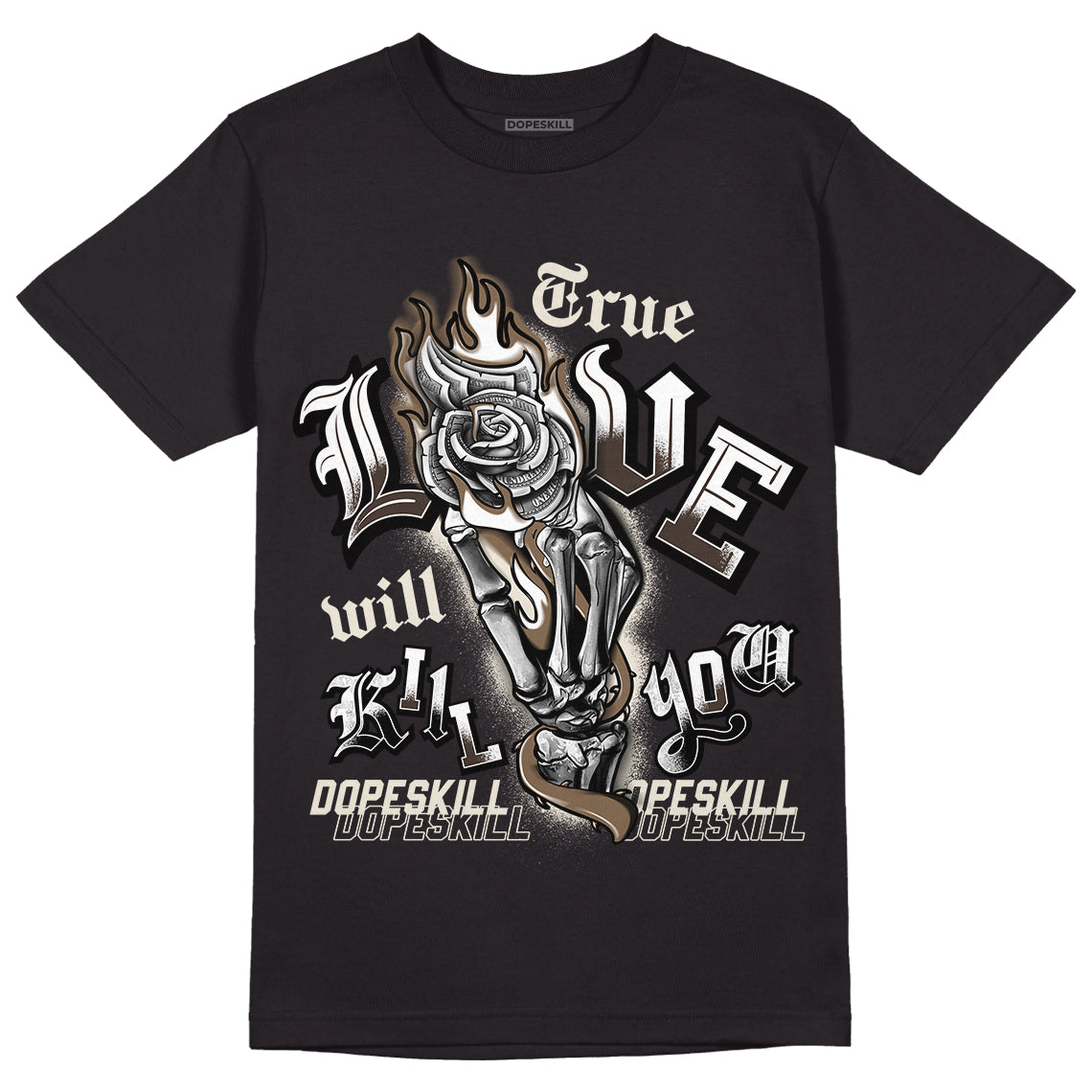 Jordan 1 Low OG “Reverse Mocha” DopeSkill T-Shirt True Love Will Kill You Graphic - Black