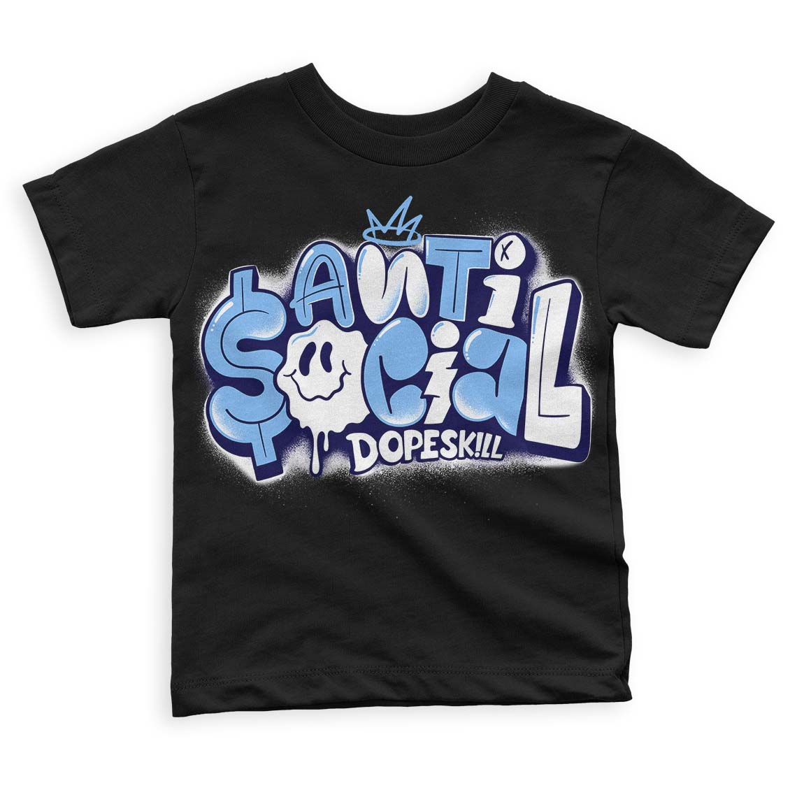 UNC 6s DopeSkill Toddler Kids T-shirt Anti Social Graphic - Black