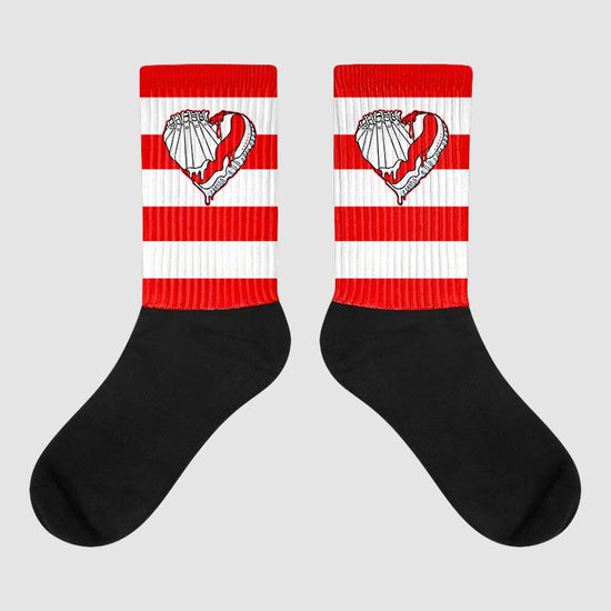 Cherry 11s Sublimated Socks Horizontal Stripes Graphic