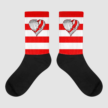 Cherry 11s Sublimated Socks Horizontal Stripes Graphic