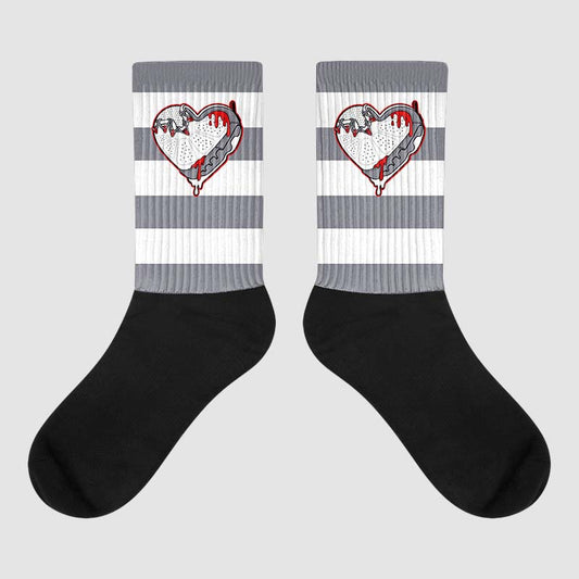 Fire Red 9s Sublimated Socks Horizontal Stripes Graphic
