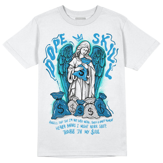 Jordan 4 Retro Military Blue DopeSkill T-Shirt Angels Graphic Streetwear - White