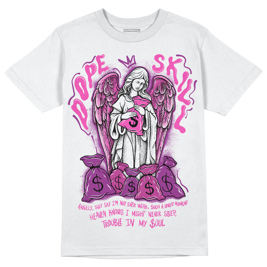 Jordan 4 GS “Hyper Violet” DopeSkill T-Shirt Angels Graphic Streetwear - White