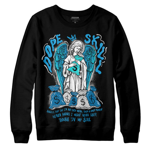 Jordan 4 Retro Military Blue DopeSkill Sweatshirt Angels Graphic Streetwear - Black