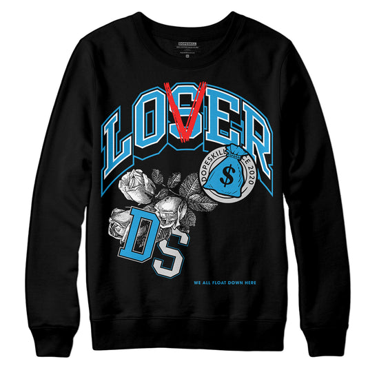 Jordan 4 Retro Military Blue DopeSkill Sweatshirt Loser Lover Graphic Streetwear - Black