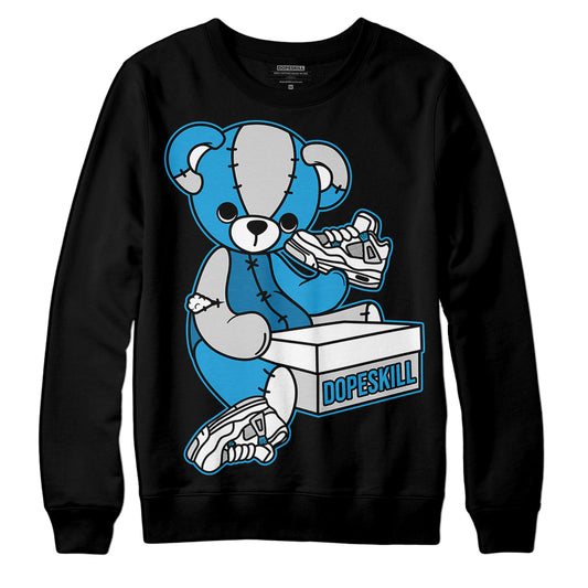 Jordan 4 Retro Military Blue DopeSkill Sweatshirt Sneakerhead BEAR Graphic Streetwear - Black