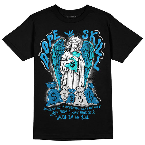 Jordan 4 Retro Military Blue DopeSkill T-Shirt Angels Graphic Streetwear - Black