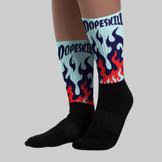 Dunk Glacier Blue DopeSkill Sublimated Socks FIRE Graphic