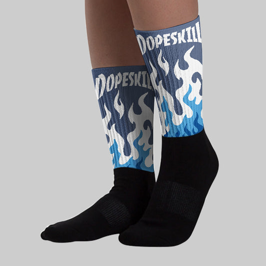 Diffused Blue 11s DopeSkill Sublimated Socks FIRE Graphic