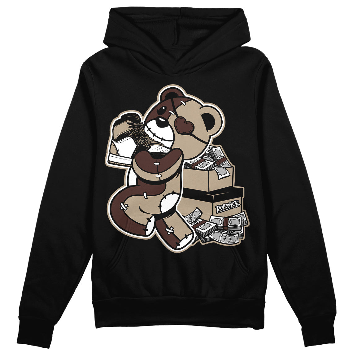 Jordan 1 High OG “Latte” DopeSkill Hoodie Sweatshirt Bear Steals Sneaker Graphic Streetwear - Black