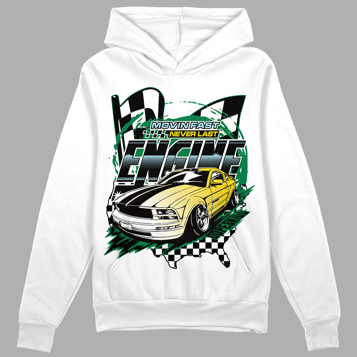 Jordan 5 “Lucky Green” DopeSkill Hoodie Sweatshirt ENGINE Tshirt Graphic Streetwear - White