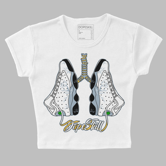 Jordan 13 “Blue Grey” DopeSkill Women's Crop Top Breathe Graphic Streetwear - White 