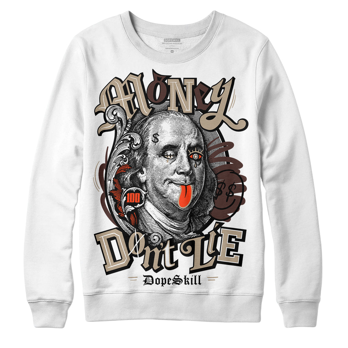 Jordan 1 High OG “Latte” DopeSkill Sweatshirt Money Don't Lie Graphic Streetwear - White