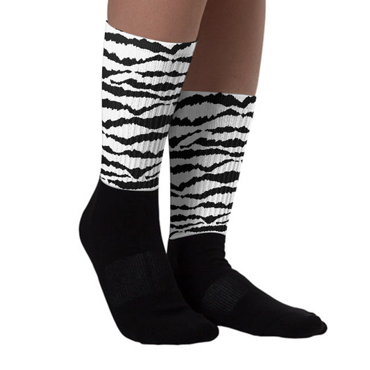 “Black/White” 1s DopeSkill Sublimated Socks Abstract Tiger Graphic