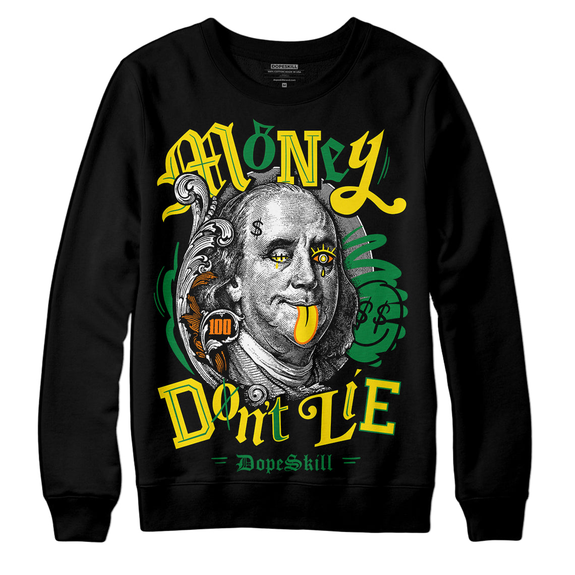 Dunk Low Reverse Brazil DopeSkill Sweatshirt Money Don't Lie Graphic Streetwear - Black