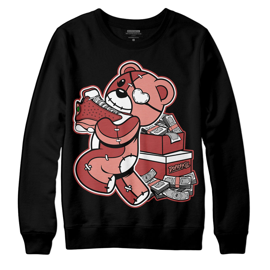 Jordan 13 “Dune Red” DopeSkill Sweatshirt Bear Steals Sneaker Graphic Streetwear - Black