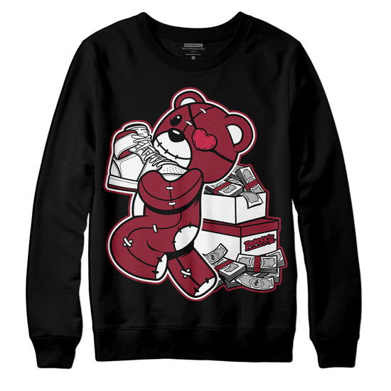 Jordan 1 Retro High '85 OG Metallic Burgundy DopeSkill Sweatshirt Bear Steals Sneaker Graphic Streetwear - Black