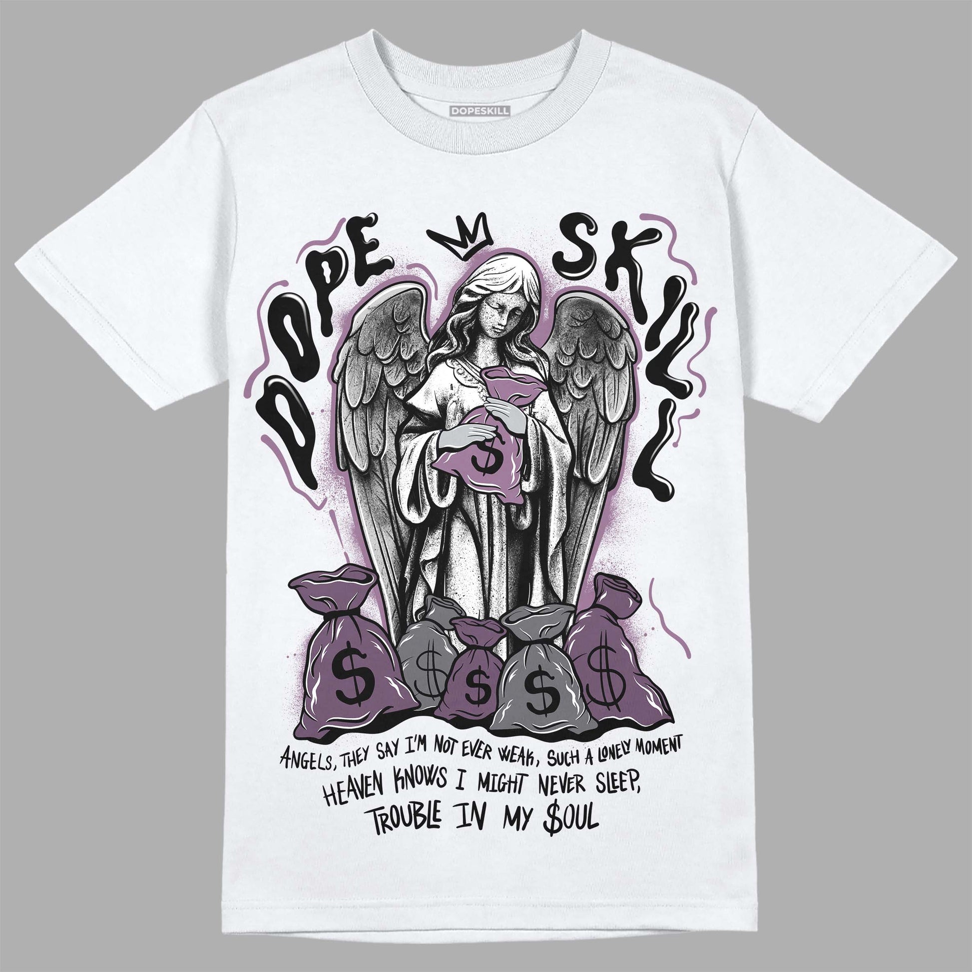 Jordan 2 “Mauve/Off-Noir” DopeSkill T-Shirt Angels Graphic Streetwear - White 