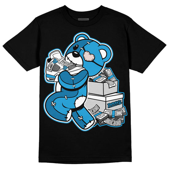 Jordan 4 Retro Military Blue DopeSkill T-Shirt Bear Steals Sneaker Graphic Streetwear - Black