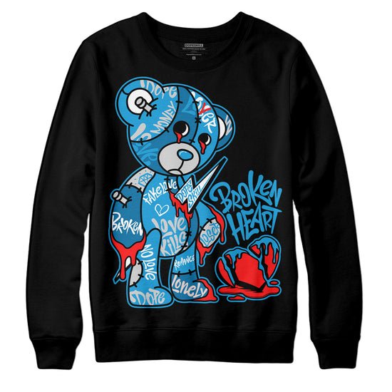 Jordan 4 Retro Military Blue DopeSkill Sweatshirt Broken Heart Graphic Streetwear - Black