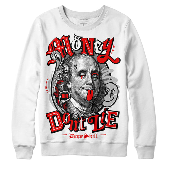 Jordan 12 Retro Cherry DopeSkill Sweatshirt Money Don't Lie Graphic Streetwear - White