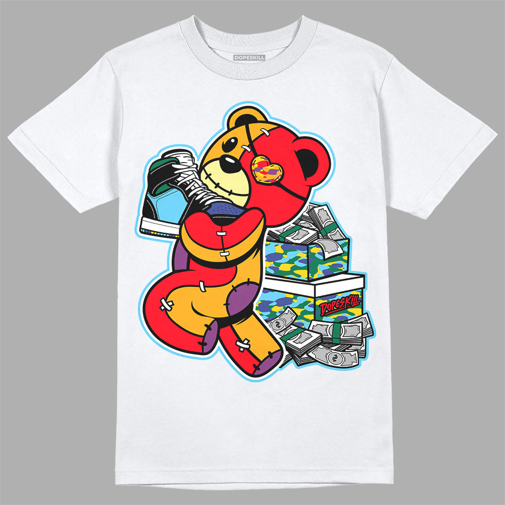 Jordan 1 Mid GS 'Six Championships' DopeSkill T-Shirt Bear Steals Sneaker Graphic Streetwear - White