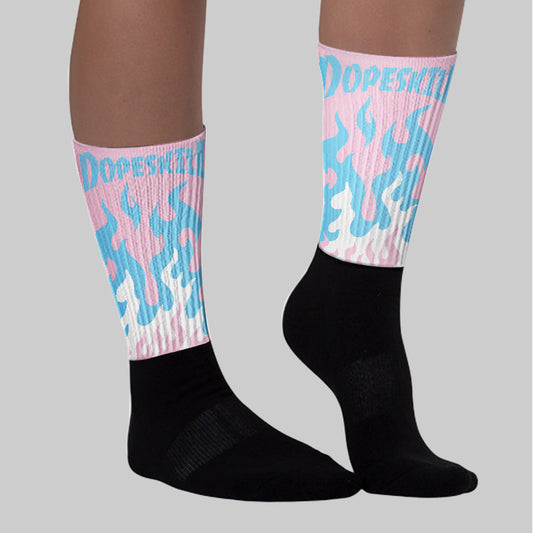 Paw Print Pink Foam 1s DopeSkill Sublimated Socks FIRE Graphic