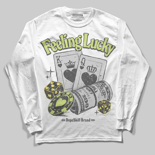 Jordan 4 GS “Light Lemon Twist” DopeSkill Long Sleeve T-Shirt Feeling Lucky Graphic Streetwear - White