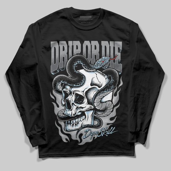 Jordan 5 Retro Wolf Grey (2026) DopeSkill Long Sleeve T-Shirt Drip or Die Graphic Streetwear - Black