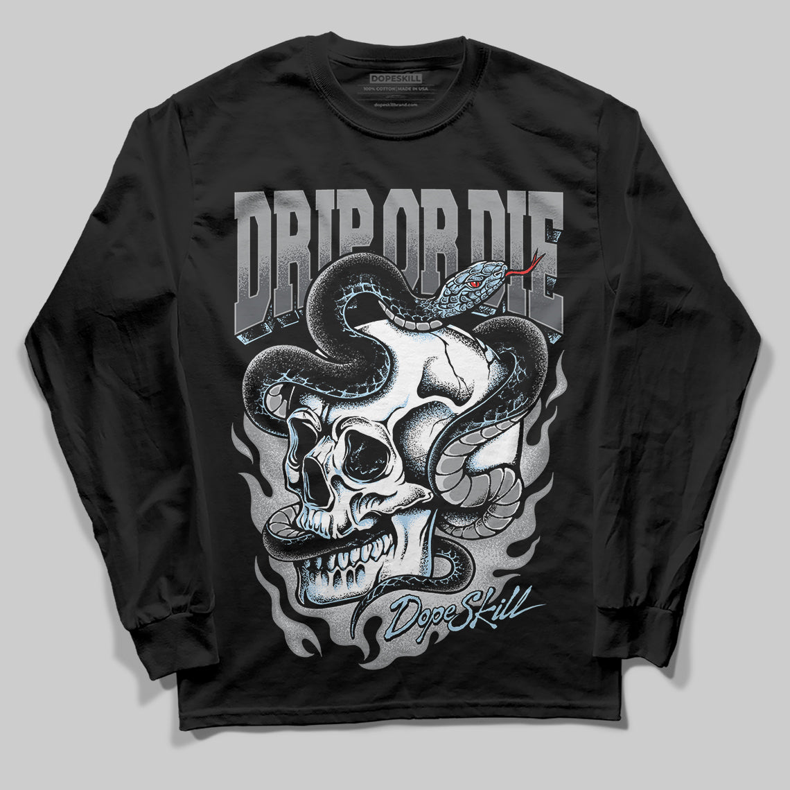 Jordan 5 Retro Wolf Grey (2026) DopeSkill Long Sleeve T-Shirt Drip or Die Graphic Streetwear - Black