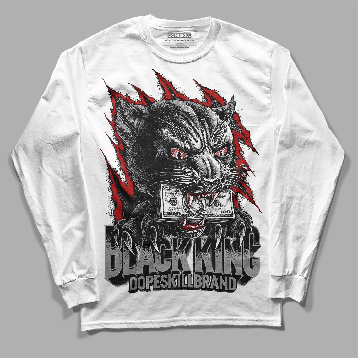 Jordan 14 "Black/White" DopeSkill Long Sleeve T-Shirt Black King Graphic Streetwear - White 