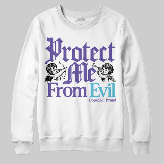 Jordan 8 Retro 'Aqua' 2025 DopeSkill Sweatshirt Protect Me From Evil Graphic Streetwear - White