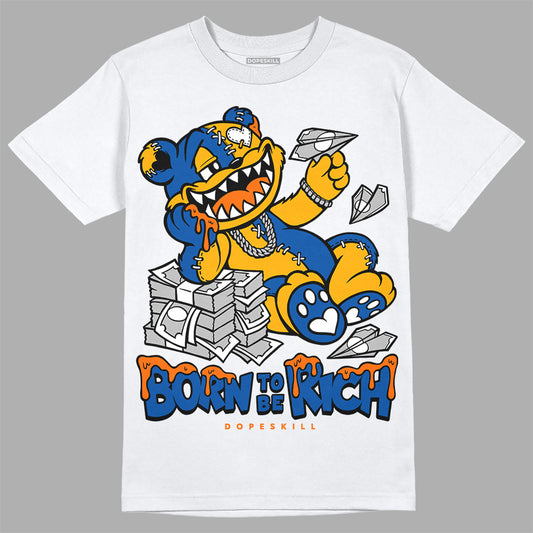 Dunk Blue Jay and University Gold DopeSkill T-Shirt Born To Be Rich Graphic Streetwear - White 