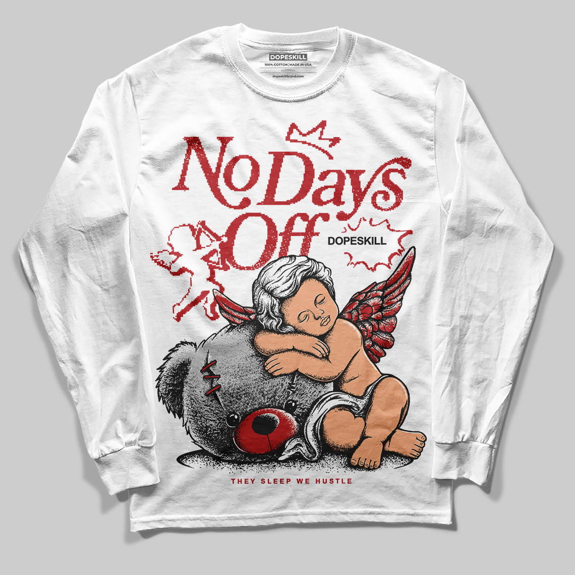 Jordan 12 Retro Flu Game (2025) DopeSkill Long Sleeve T-Shirt New No Days Off Graphic Streetwear - White