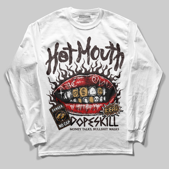 Jordan 5 “Earth/Metallic Gold” DopeSkill Long Sleeve T-Shirt Hot Mouth Graphic Streetwear - White