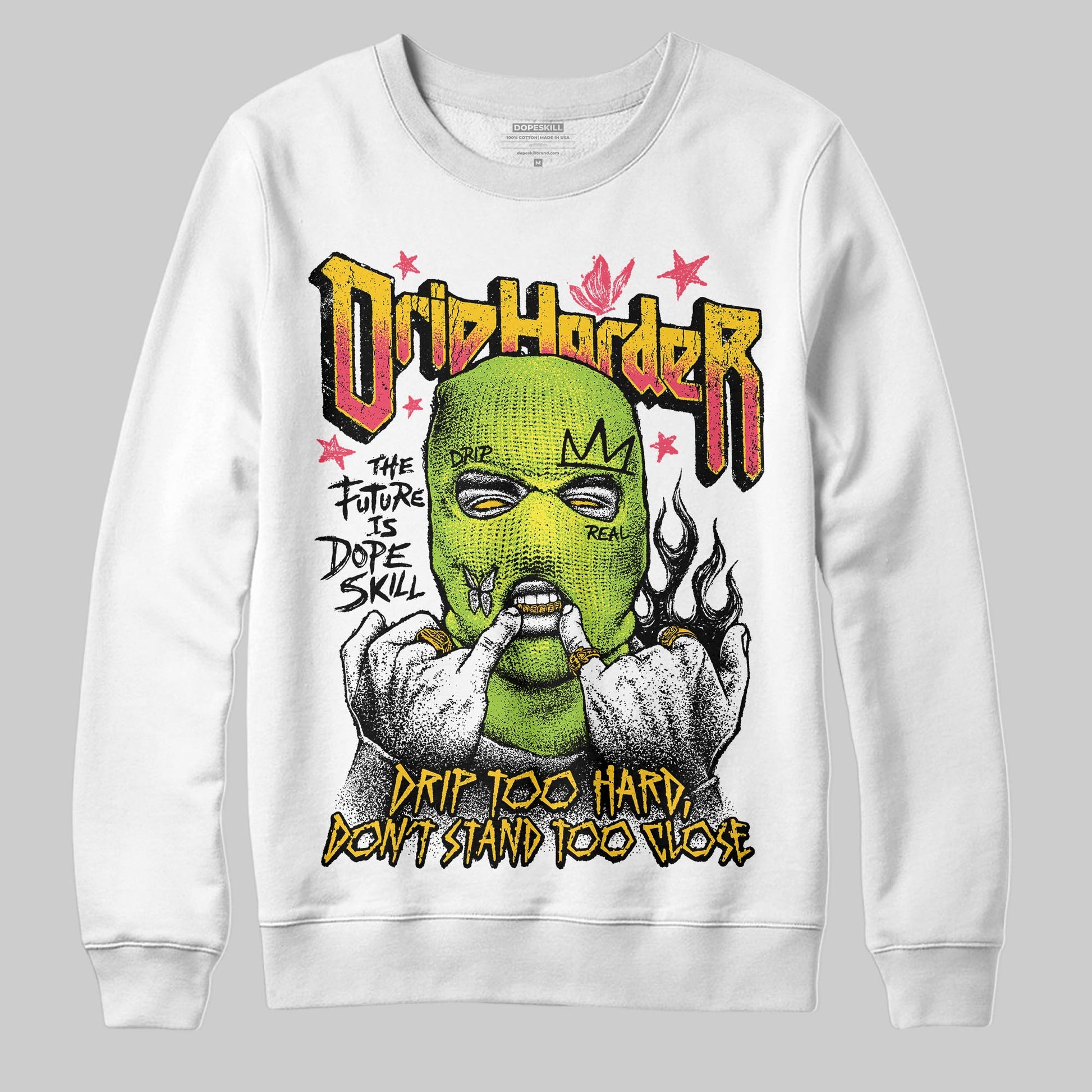 Yellow Sneakers DopeSkill Sweatshirt Drip Harder Graphic Streetwear - White