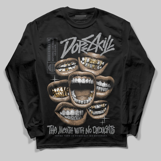 Jordan 5 Retro Wolf Grey (2026) DopeSkill Long Sleeve T-Shirt The Mouth With No Droughts Graphic Streetwear - Black