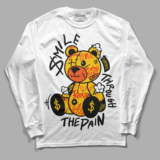 Yellow Sneakers DopeSkill Long Sleeve T-Shirt Smile Through The Pain Graphic Streetwear - White