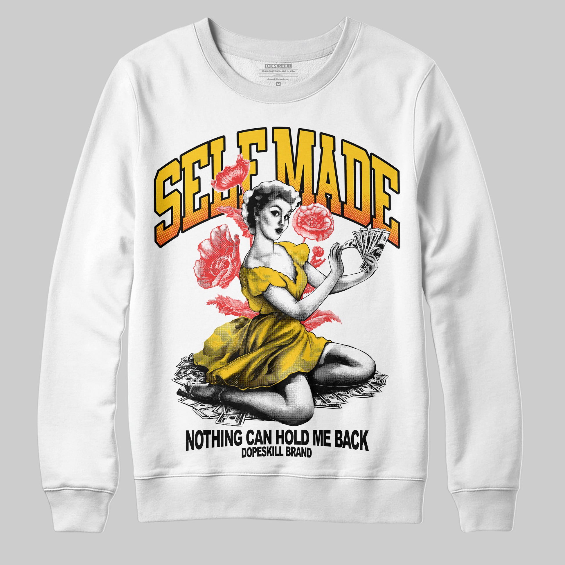 Yellow Sneakers DopeSkill Sweatshirt Self Made Graphic Streetwear - White