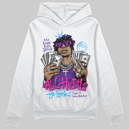 PURPLE Sneakers DopeSkill Hoodie All Hustle No Luck Graphic Streetwear - White 