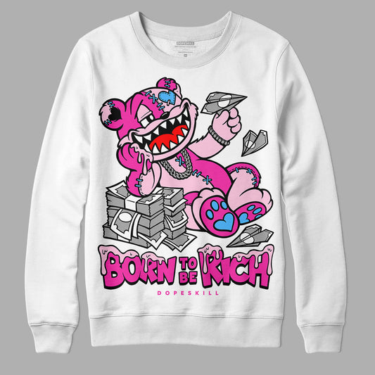 Pink Sneakers DopeSkill Sweatshirt Born To Be Rich Graphic Streetwear - White