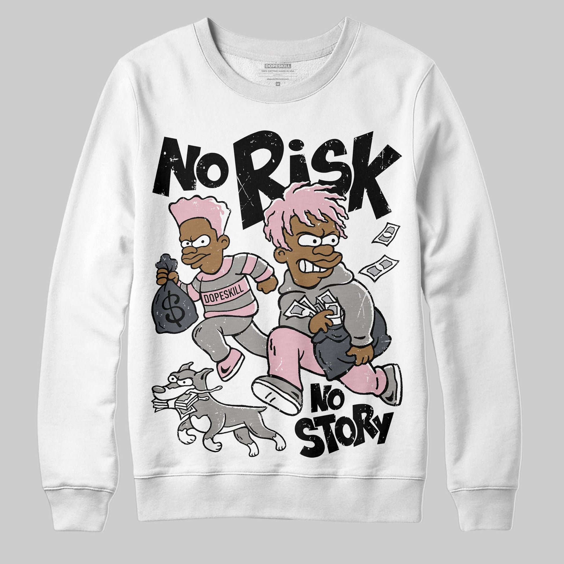 Air Max 95 OG “Pink Foam” DopeSkill Sweatshirt No Risk No Story Graphic Streetwear - White 