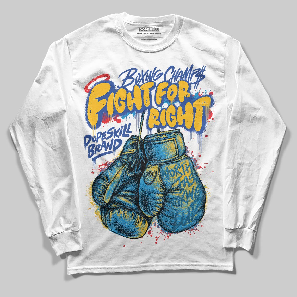 Royal Blue Sneakers DopeSkill Long Sleeve T-Shirt Fight For Right Graphic Streetwear - White