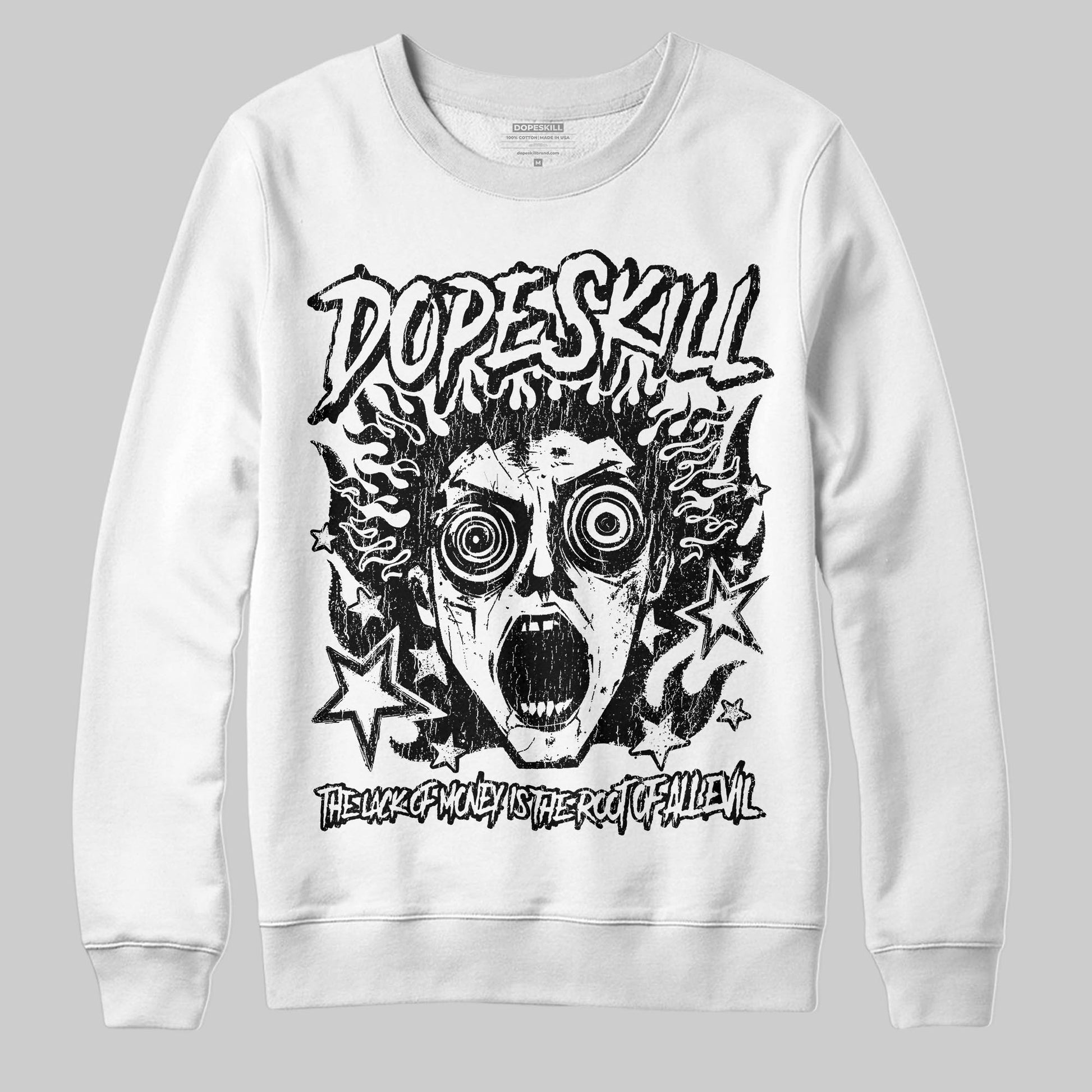 Black and White Sneakers DopeSkill Sweatshirt Root of Evil Graphic Streetwear - White