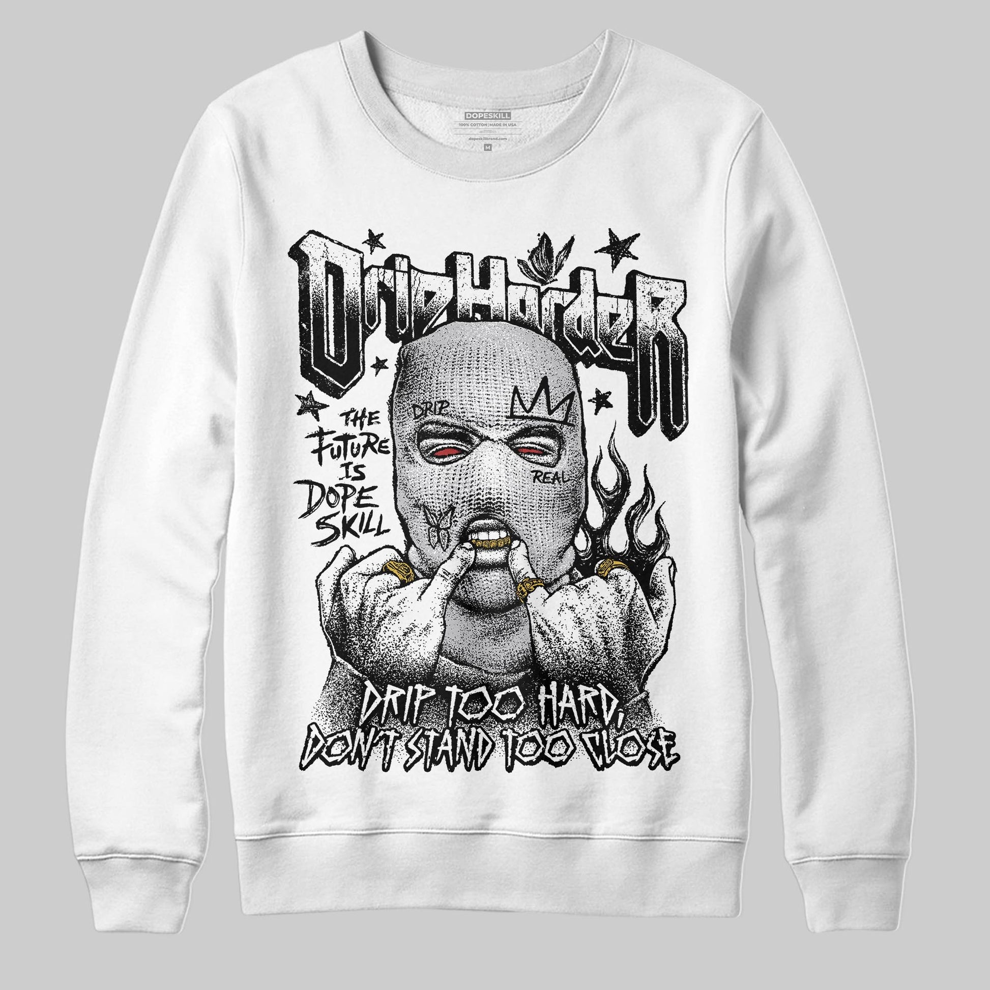 Grey Sneakers DopeSkill Sweatshirt Drip Harder Graphic Streetwear - WHite