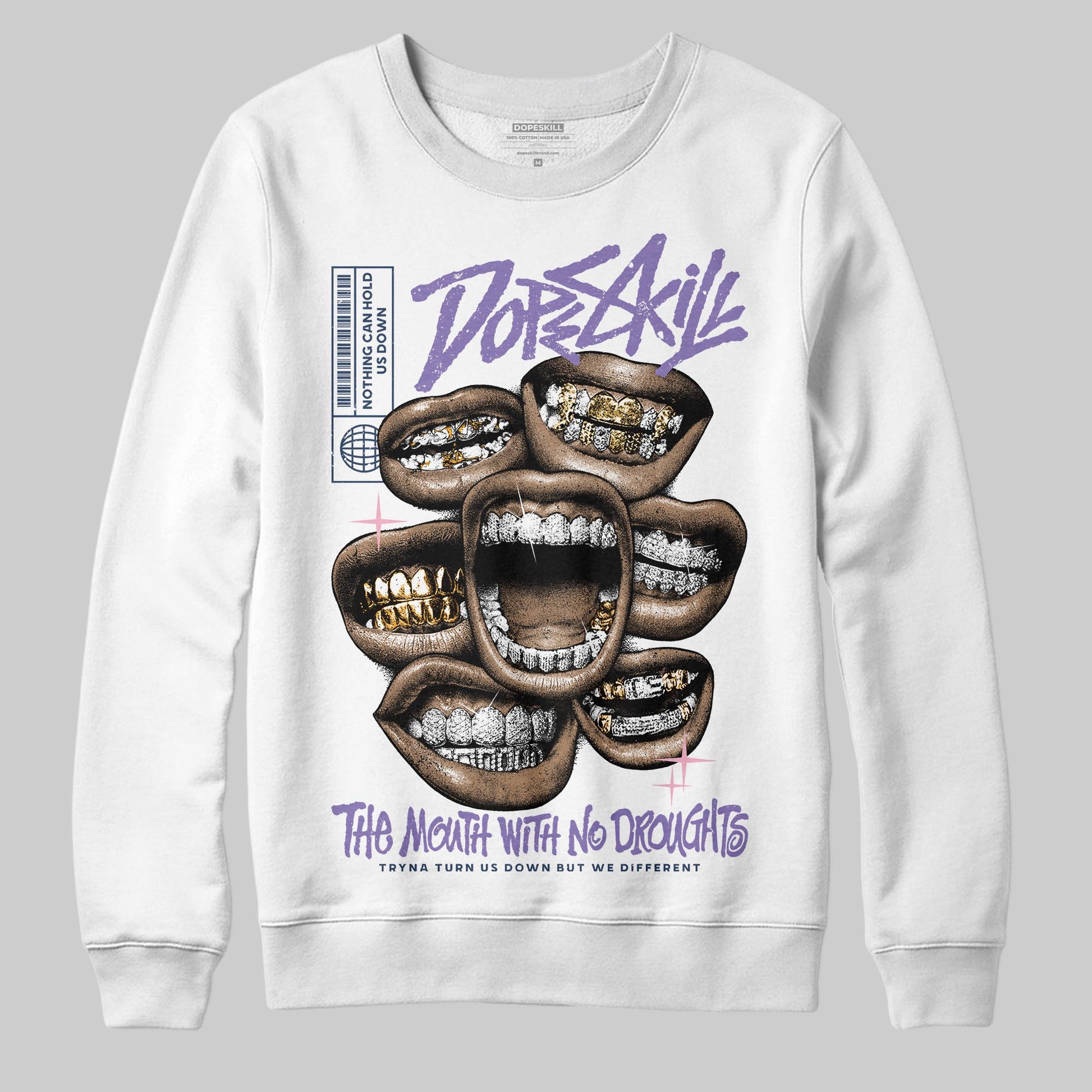 Jordan 11 "Mojave" DopeSkill Sweatshirt The Mouth With No Droughts Graphic Streetwear - White
